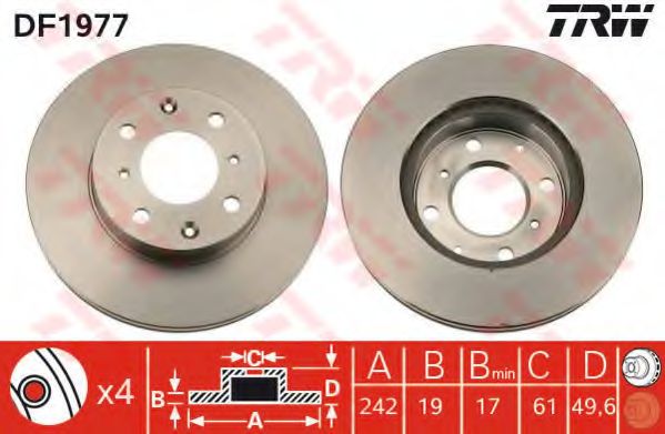 Тормозной диск TRW DF1977