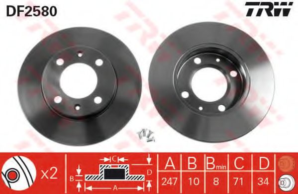 Тормозной диск TRW DF2580