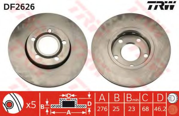 Тормозной диск TRW DF2626