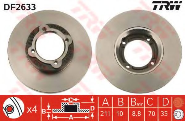 Тормозной диск TRW DF2633