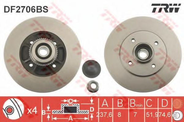 Тормозной диск TRW DF2706BS