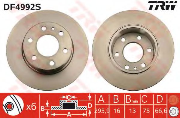 Тормозной диск TRW DF4992S