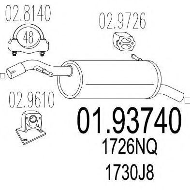 Глушитель выхлопных газов конечный MTS 01.93740