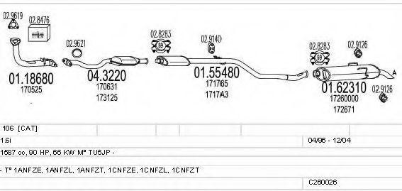 Система выпуска ОГ MTS C260026005897