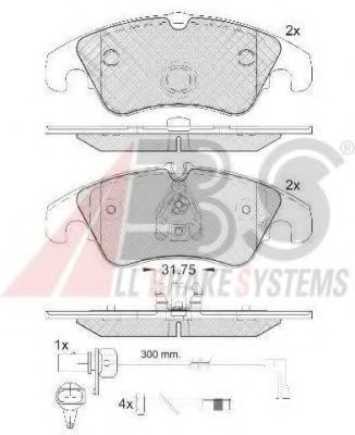 Комплект тормозных колодок, дисковый тормоз A.B.S. 37587 OE