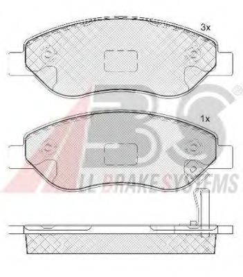 Комплект тормозных колодок, дисковый тормоз A.B.S. 37645
