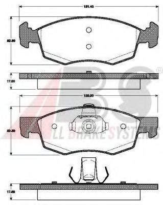 Комплект тормозных колодок, дисковый тормоз A.B.S. 37679 OE