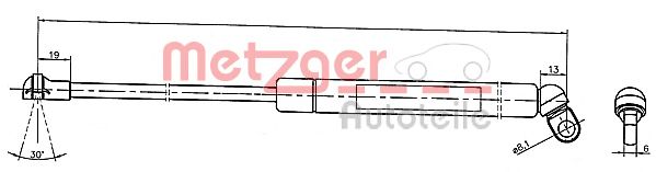 Газовая пружина, крышка багажник METZGER 2110334