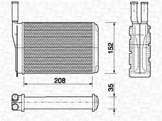 Теплообменник, отопление салона MAGNETI MARELLI 350218154000