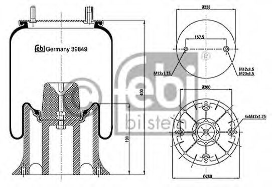 Кожух пневматической рессоры FEBI BILSTEIN 39849