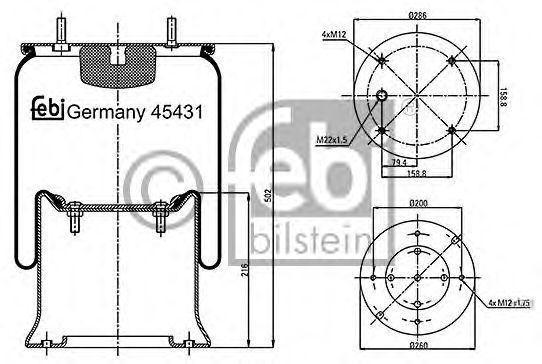 Кожух пневматической рессоры FEBI BILSTEIN 45431