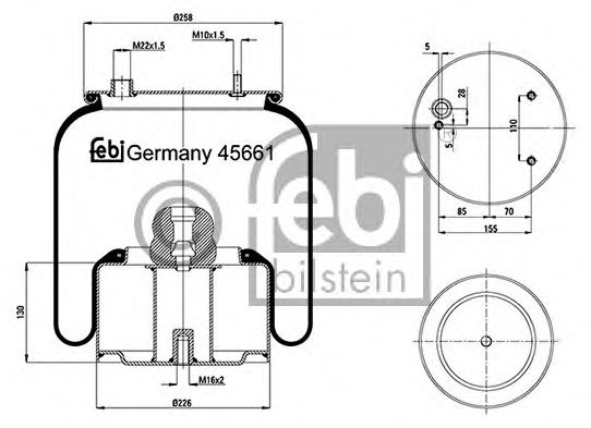 Кожух пневматической рессоры FEBI BILSTEIN 45661