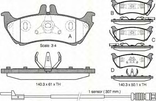 Комплект тормозных колодок, дисковый тормоз TRISCAN 8110 23029