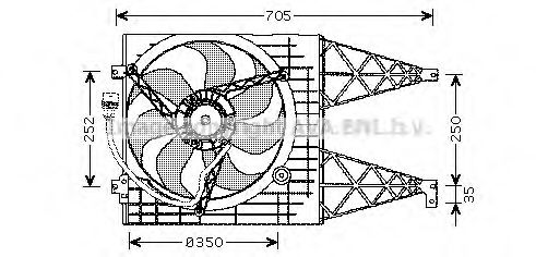 Вентилятор, охлаждение двигателя AVA QUALITY COOLING VW7507