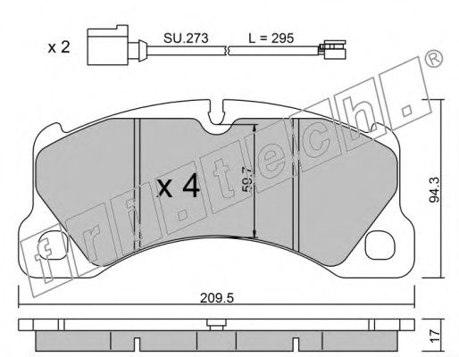 Комплект тормозных колодок, дисковый тормоз fri.tech. 973.3W