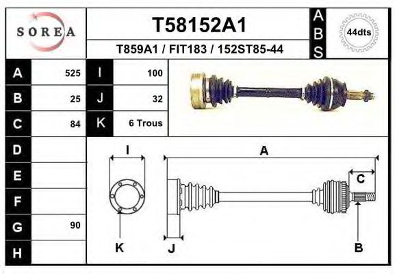 Приводной вал EAI T58152A1