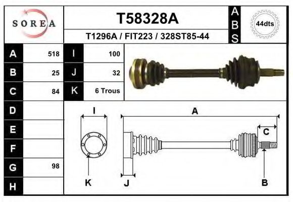 Приводной вал EAI T58328A