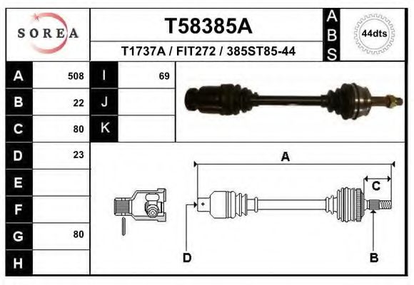 Приводной вал EAI T58385A