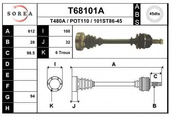 Приводной вал EAI T68101A