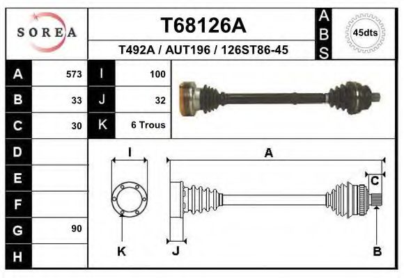 Приводной вал EAI T68126A