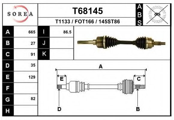 Приводной вал EAI T68145