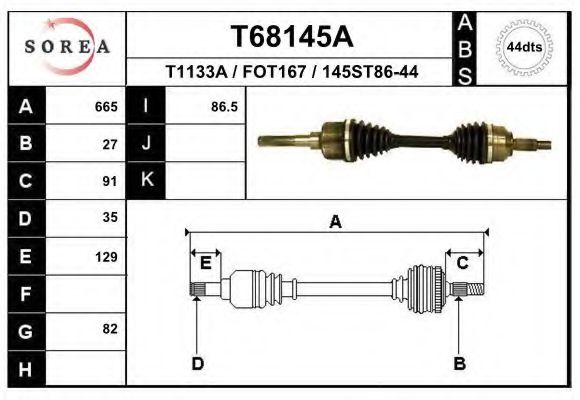 Приводной вал EAI T68145A
