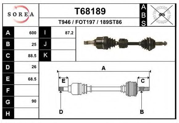 Приводной вал EAI T68189
