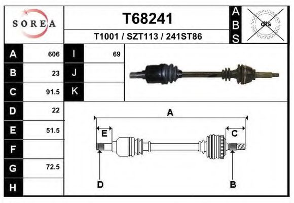 Приводной вал EAI T68241