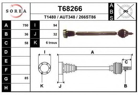 Приводной вал EAI T68266