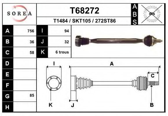 Приводной вал EAI T68272