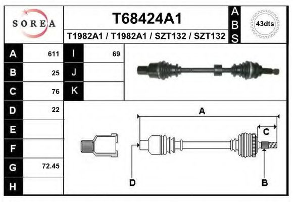 Приводной вал EAI T68424A1