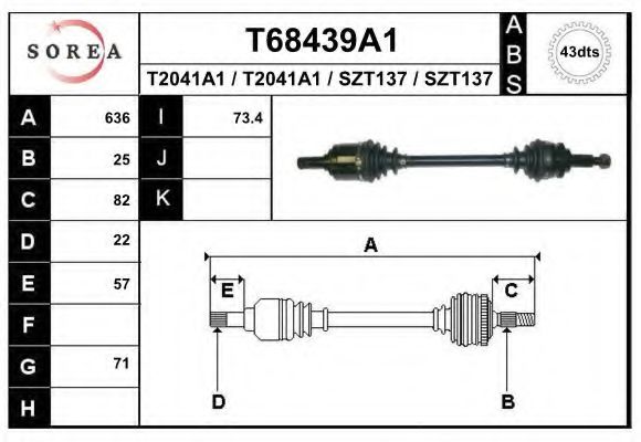 Приводной вал EAI T68439A1