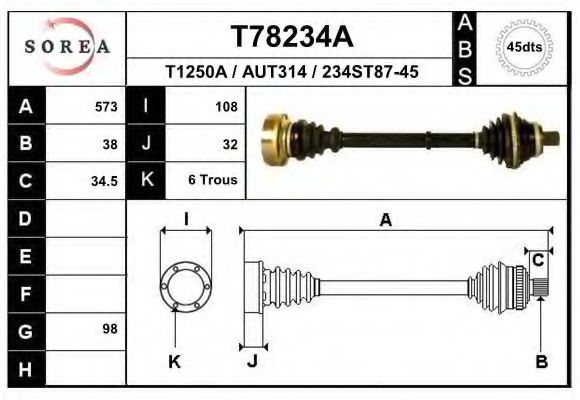 Приводной вал EAI T78234A