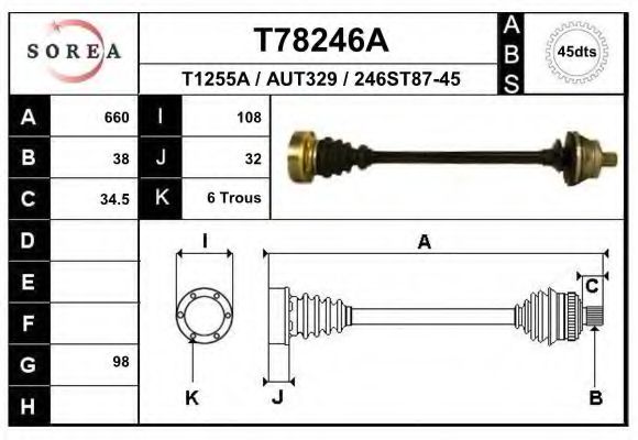 Приводной вал EAI T78246A