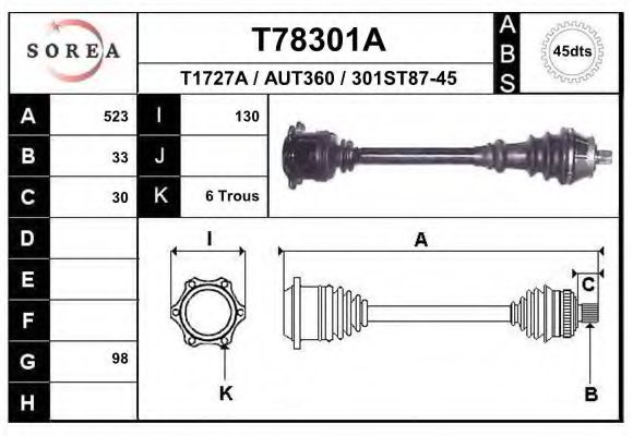 Приводной вал EAI T78301A