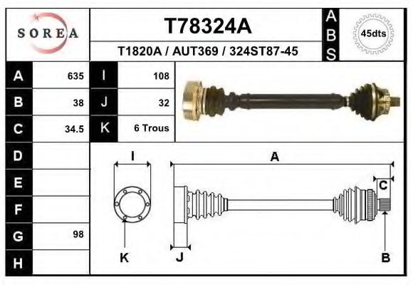 Приводной вал EAI T78324A