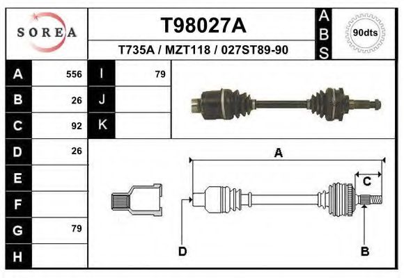 Приводной вал EAI T98027A