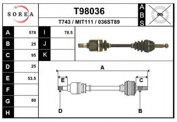 Приводной вал EAI T98036