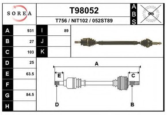 Приводной вал EAI T98052