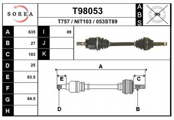 Приводной вал EAI T98053