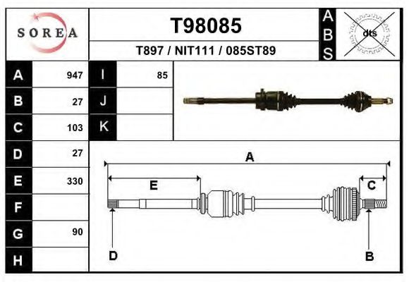 Приводной вал EAI T98085