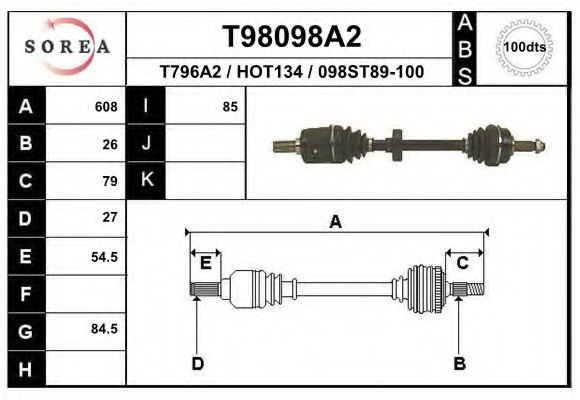 Приводной вал EAI T98098A2