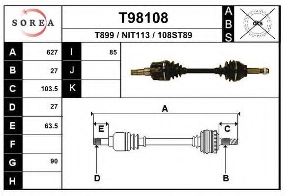 Приводной вал EAI T98108