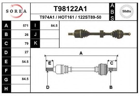 Приводной вал EAI T98122A1