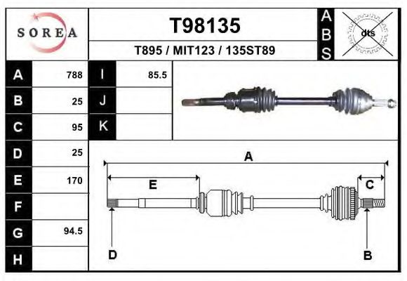 Приводной вал EAI T98135