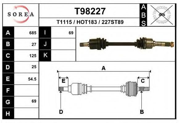 Приводной вал EAI T1115