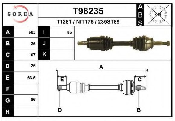 Приводной вал EAI T98235