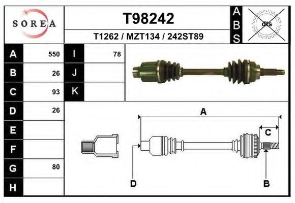 Приводной вал EAI T98242