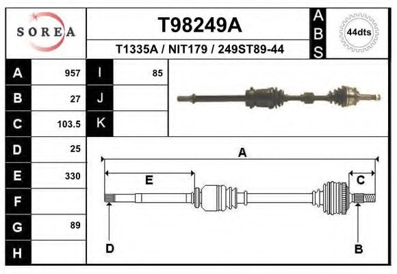 Приводной вал EAI T98249A