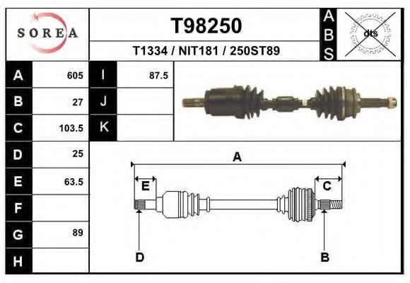 Приводной вал EAI T98250